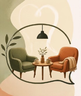 Illustratie van twee stoelen van De Tweede Stoel